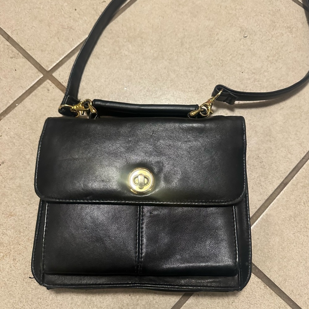 Black leather crossbody Bag